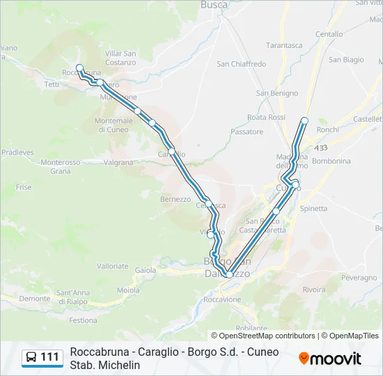 111 Bus Line Map