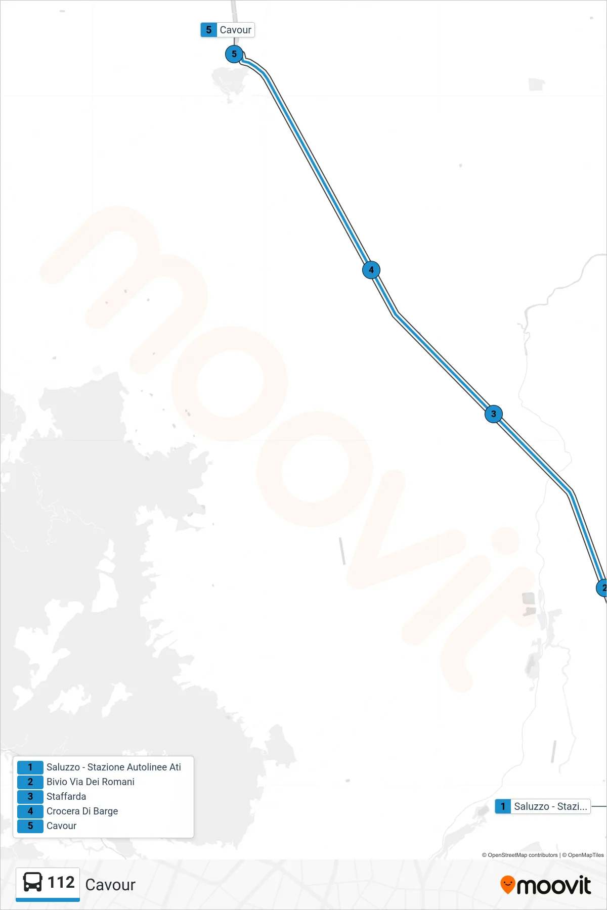 Linea 112 bus (Cavour) - Percorsi e fermate sulla mappa