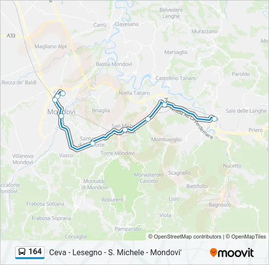 164 Bus Line Map