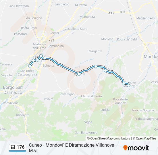 Percorso linea bus 176