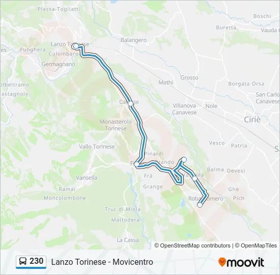 230 Bus Line Map