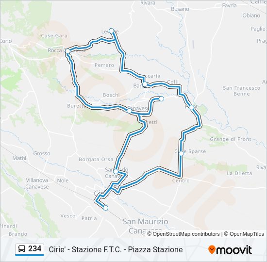 Percorso linea bus 234