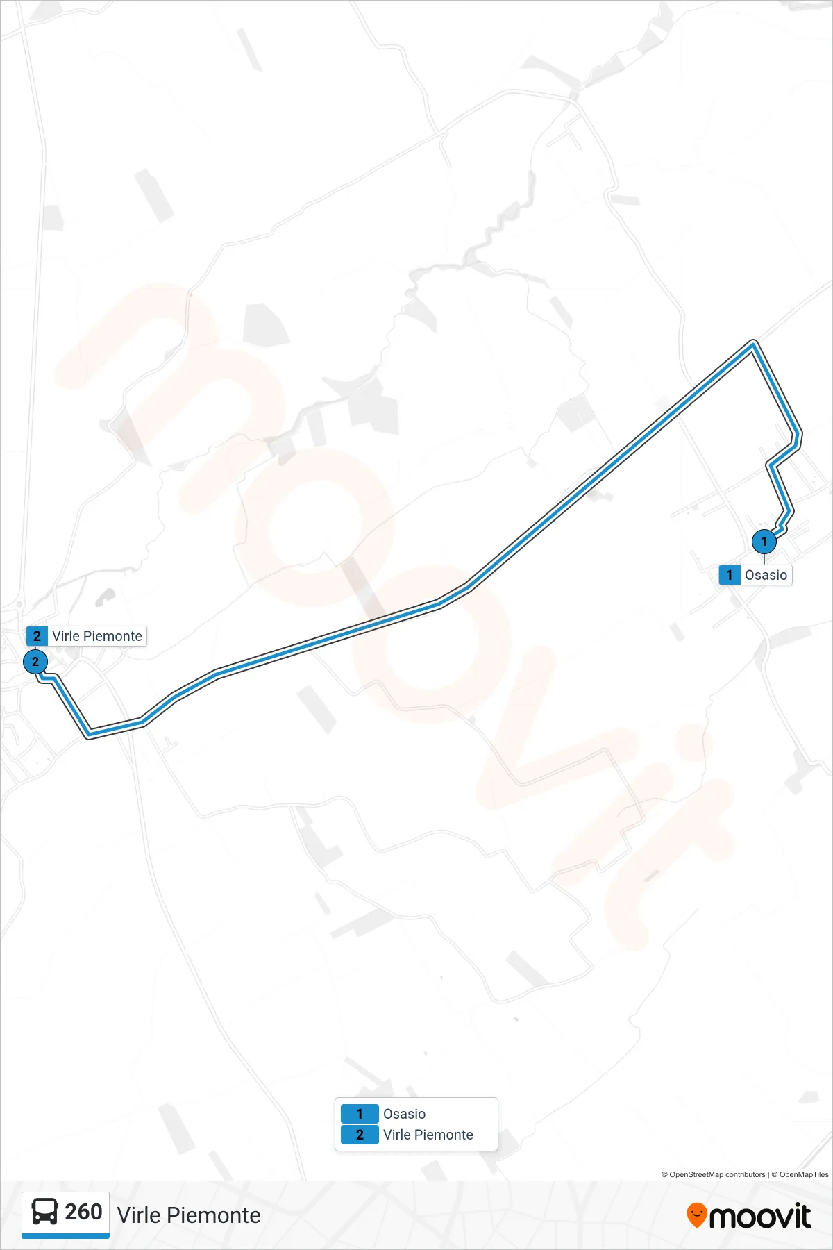 Linea 260  bus (Virle Piemonte) - Percorsi e fermate sulla mappa