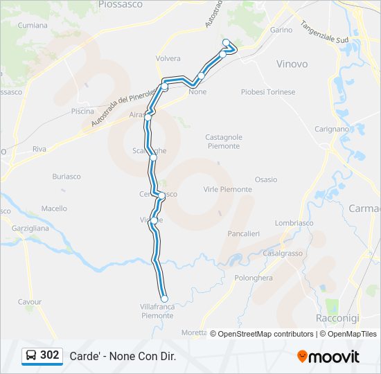 Percorso linea bus 302