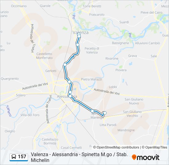 Percorso linea bus 157