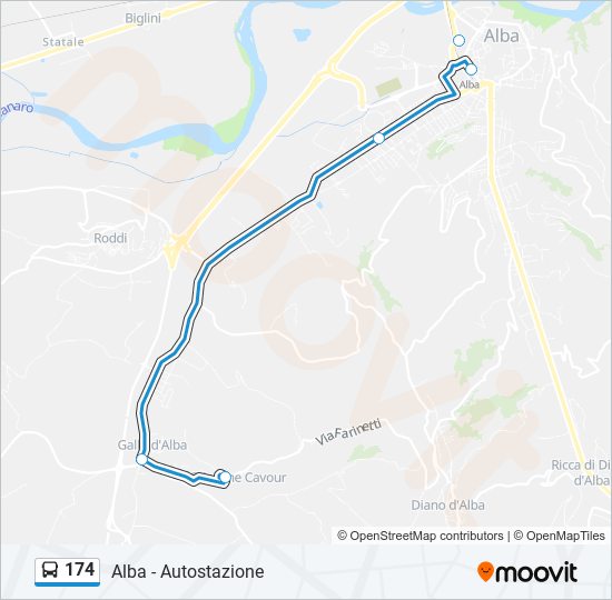 Percorso linea bus 174