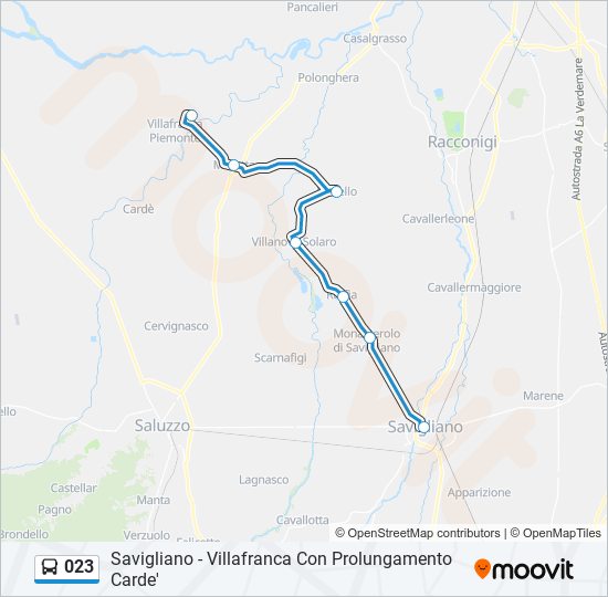 Percorso linea bus 023
