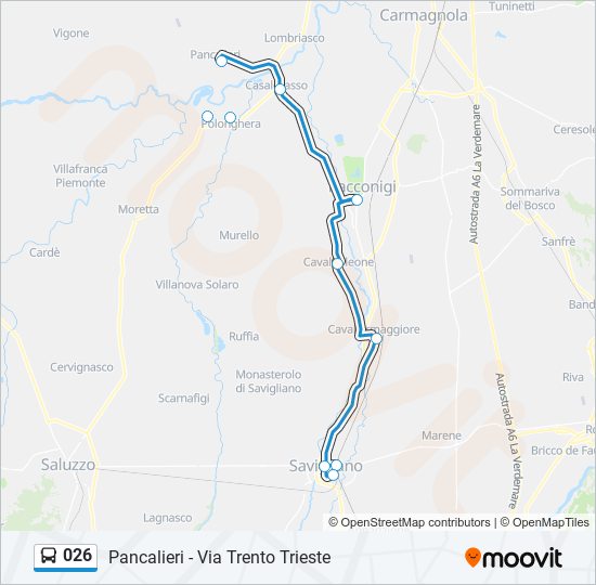 Percorso linea bus 026