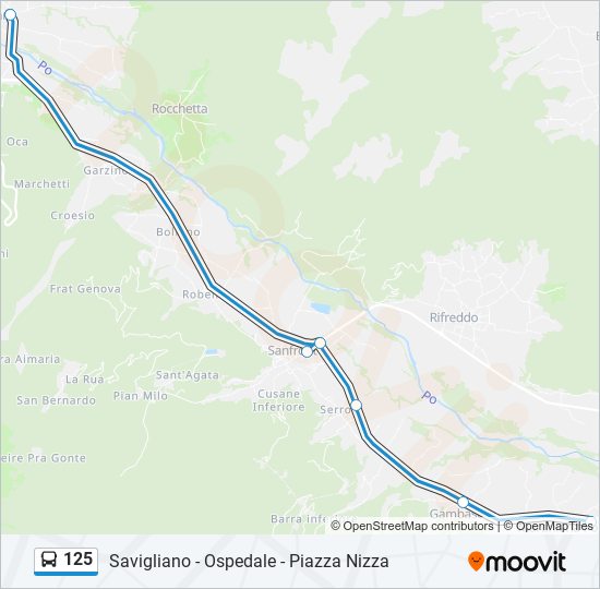 125 bus Line Map