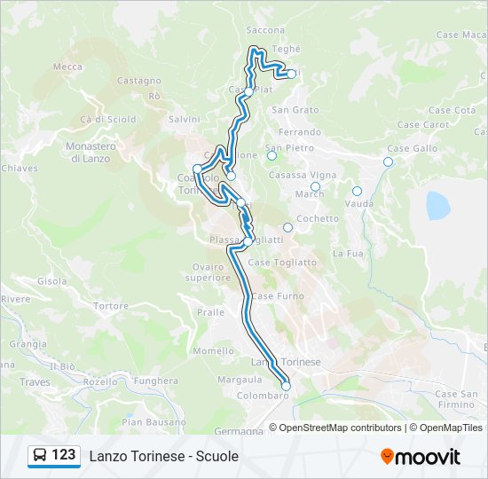 Percorso linea bus 123