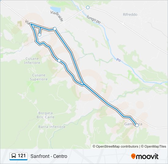 Percorso linea bus 121