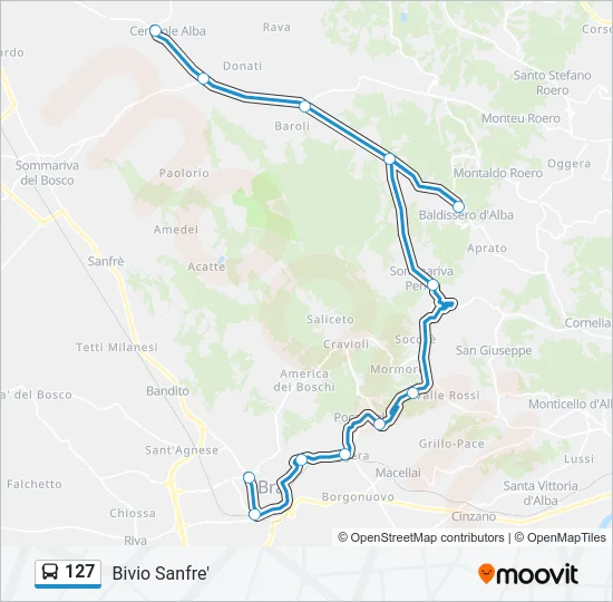 127 Bus Line Map