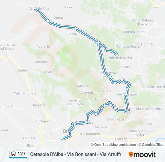 127 Bus Line Map