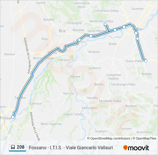 208 Bus Line Map