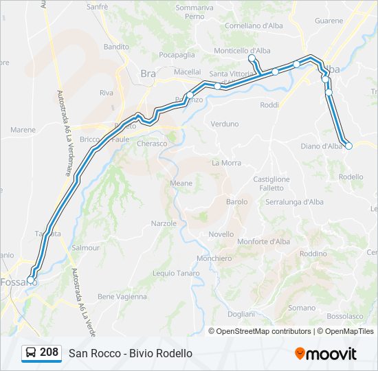 Percorso linea bus 208