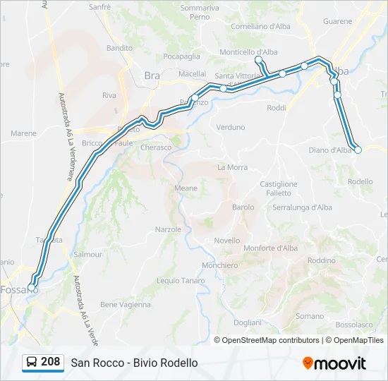 208 Bus Line Map