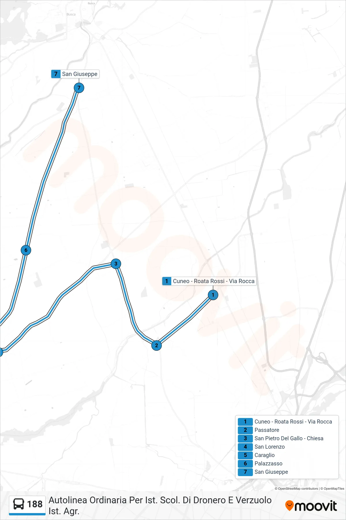 Linea 188 bus (San Giuseppe) - Percorsi e fermate sulla mappa