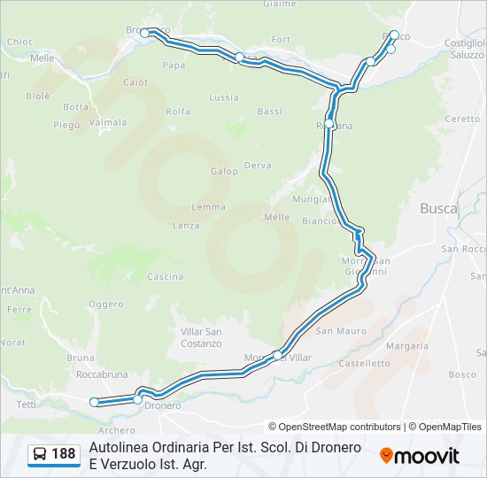 Percorso linea bus 188