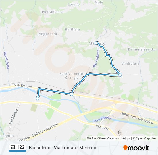 Percorso linea bus 122