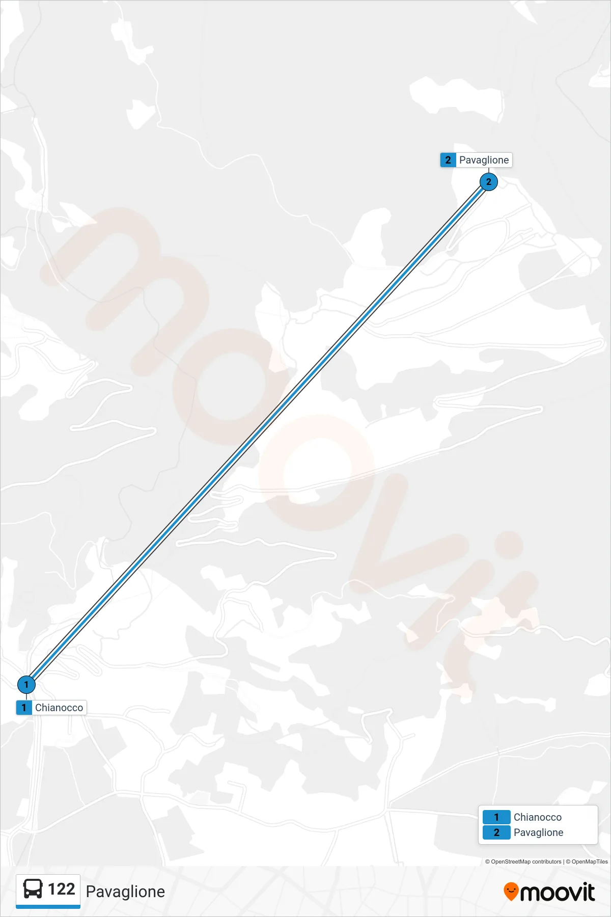 Linea 122  bus (Pavaglione) - Percorsi e fermate sulla mappa