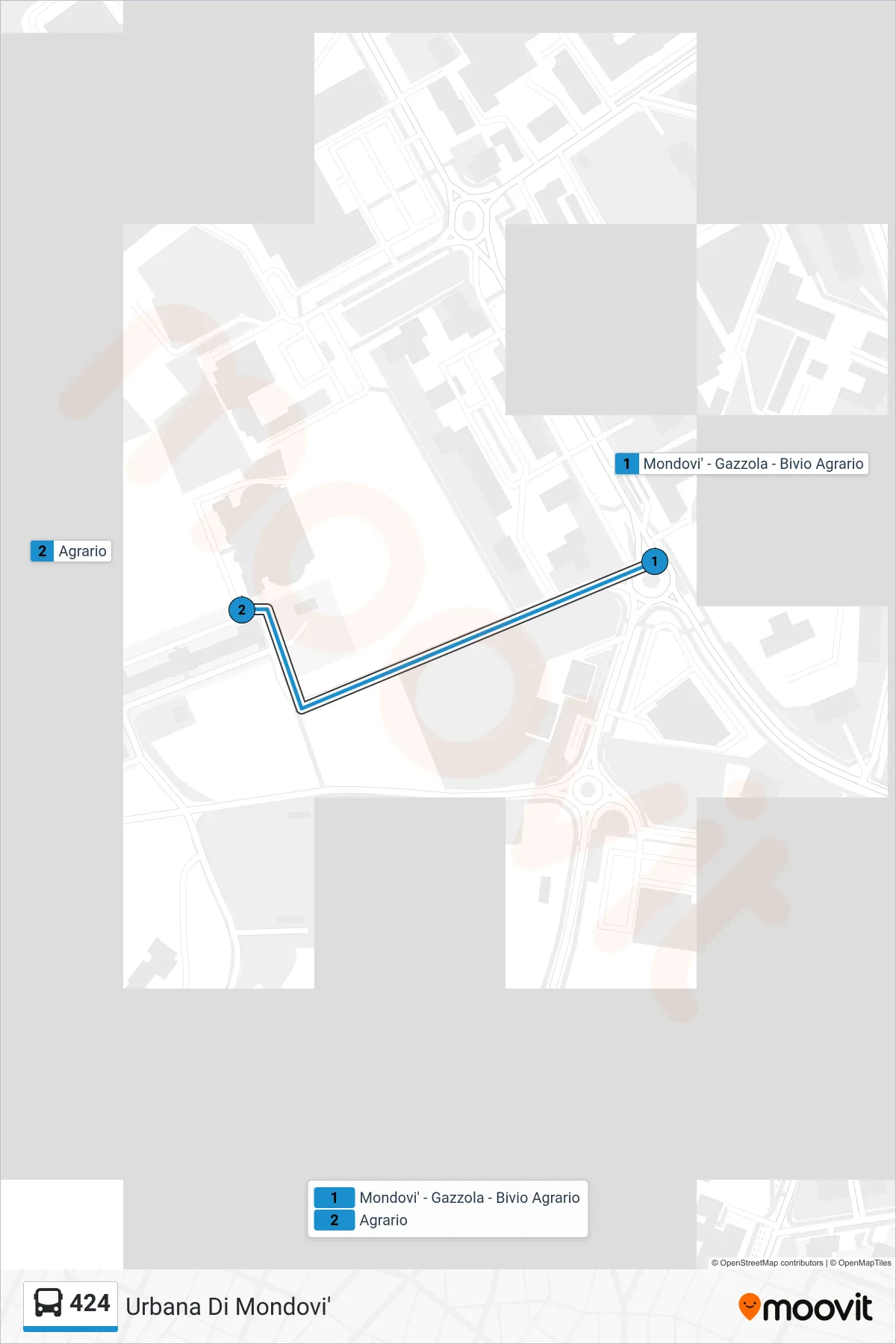 Linea 424 bus (Agrario) - Percorsi e fermate sulla mappa