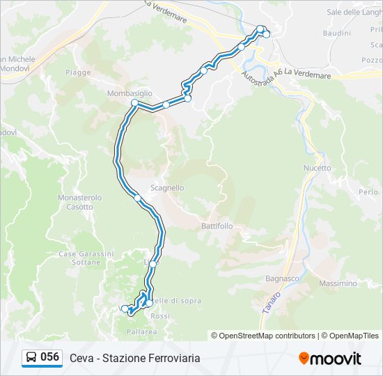 Percorso linea bus 056