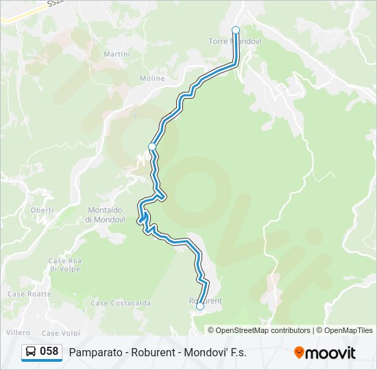 Percorso linea bus 058