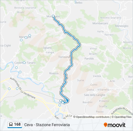 Percorso linea bus 168