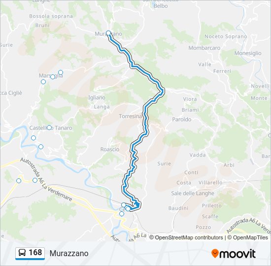 Percorso linea bus 168