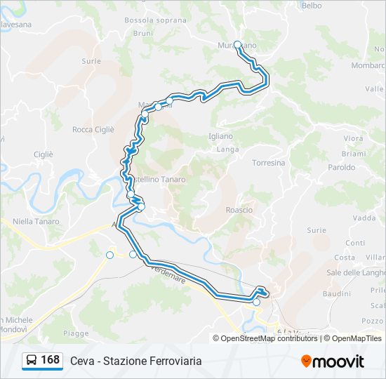 Percorso linea bus 168