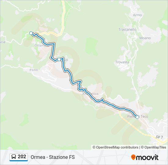 Percorso linea bus 202