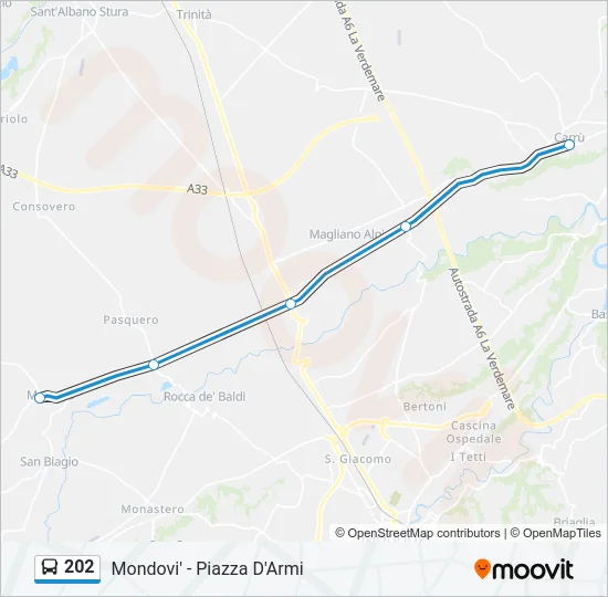 Percorso linea bus 202
