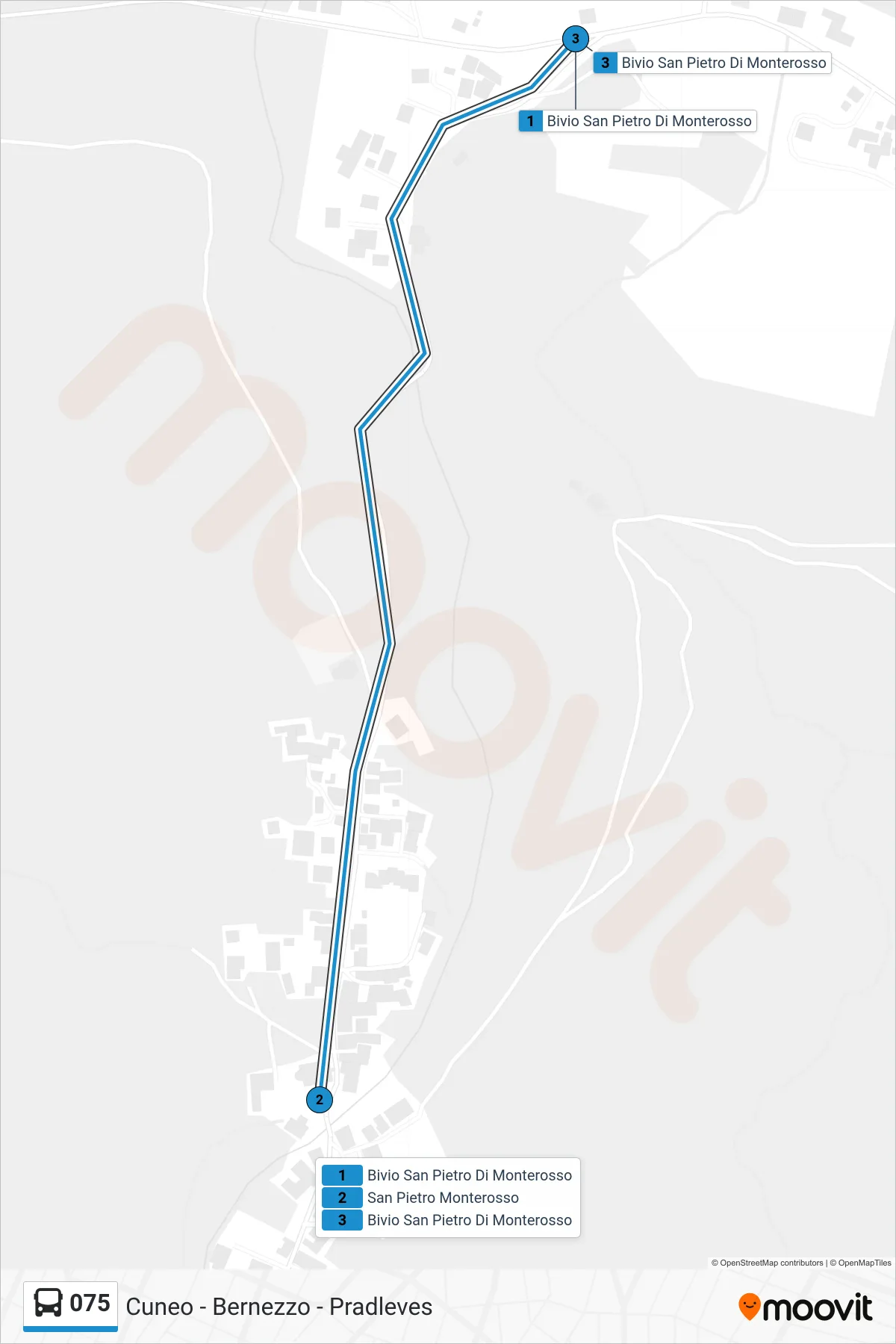 Linea 075 bus (Bivio San Pietro Di Monterosso) - Percorsi e fermate sulla mappa
