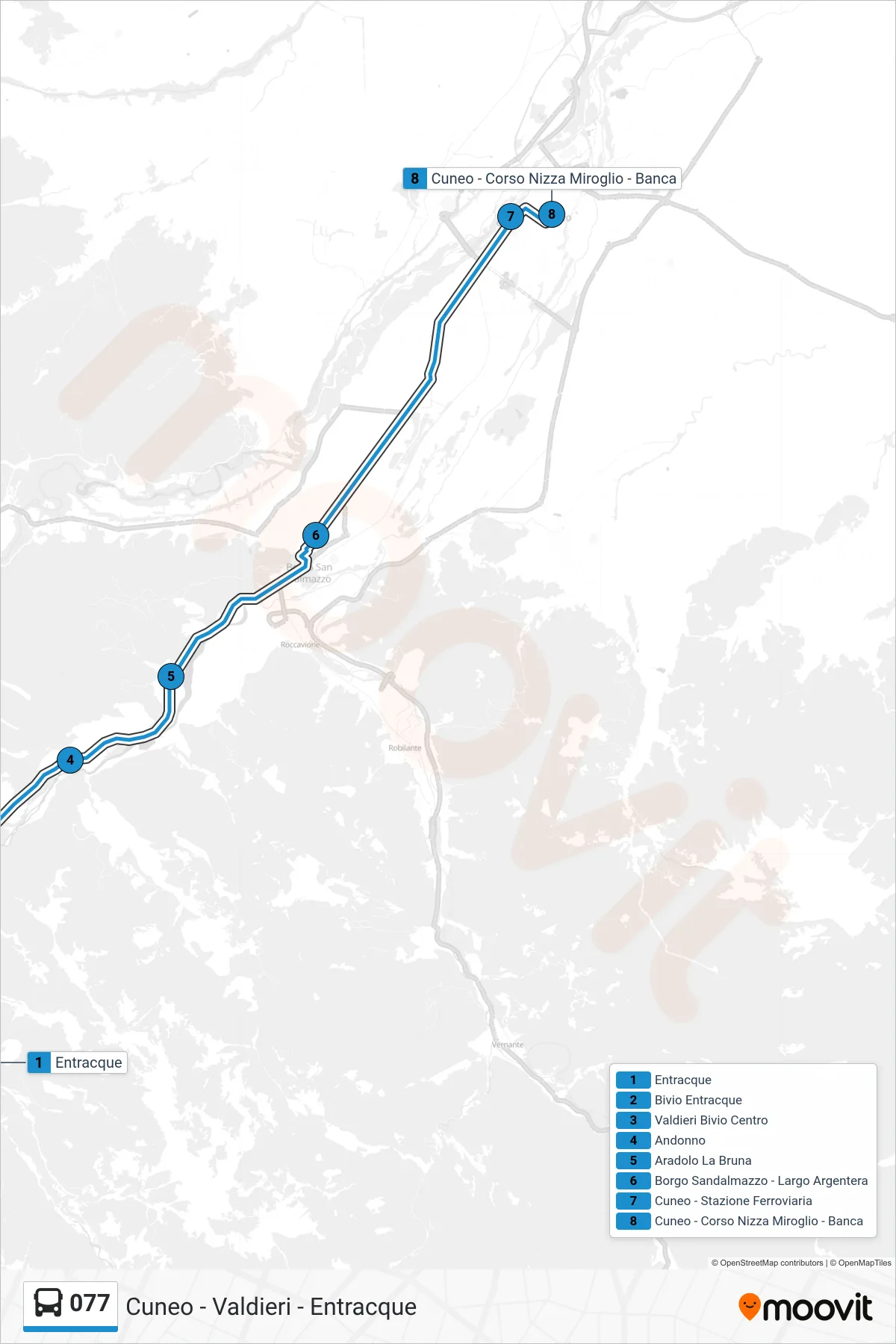 Linea 077 bus (Piazza Torino) - Percorsi e fermate sulla mappa