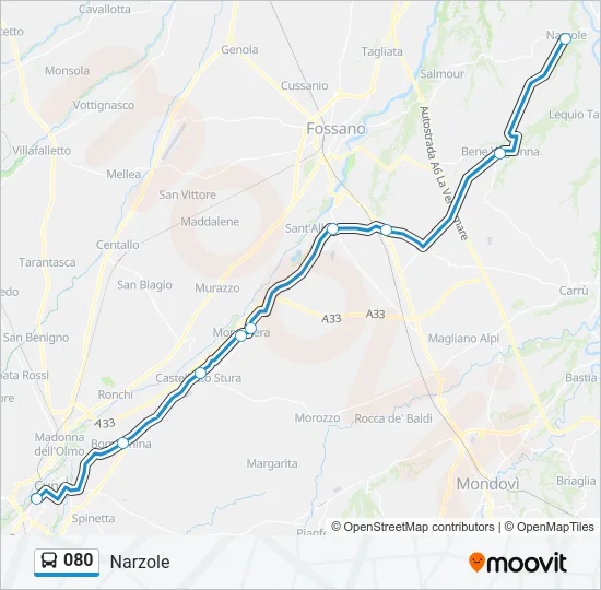 080 Bus Line Map