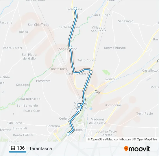 136 Bus Line Map