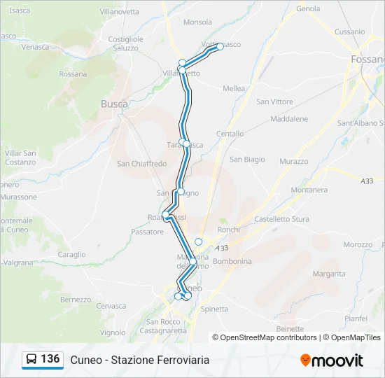136 Bus Line Map