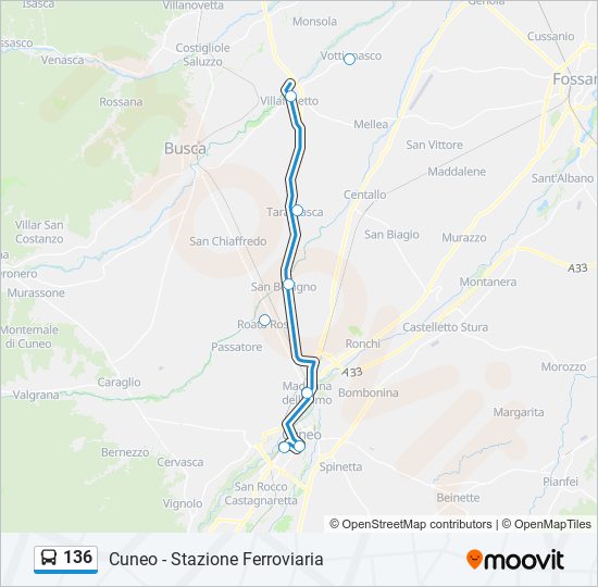 136 bus Line Map