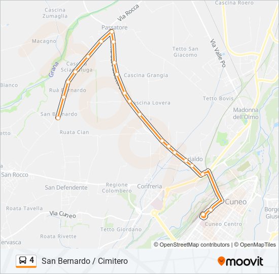 Percorso linea bus 4