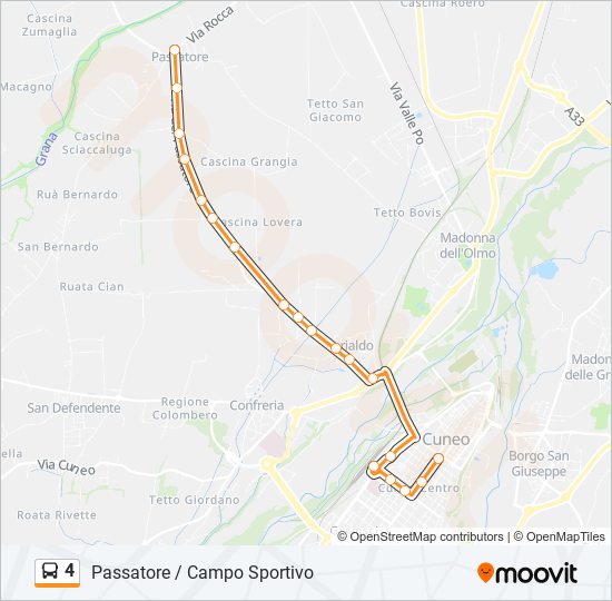 Percorso linea bus 4