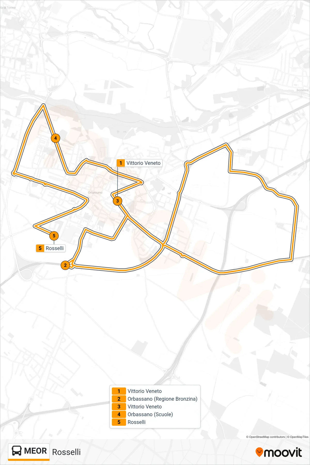 Linea MEOR  bus (Rosselli) - Percorsi e fermate sulla mappa