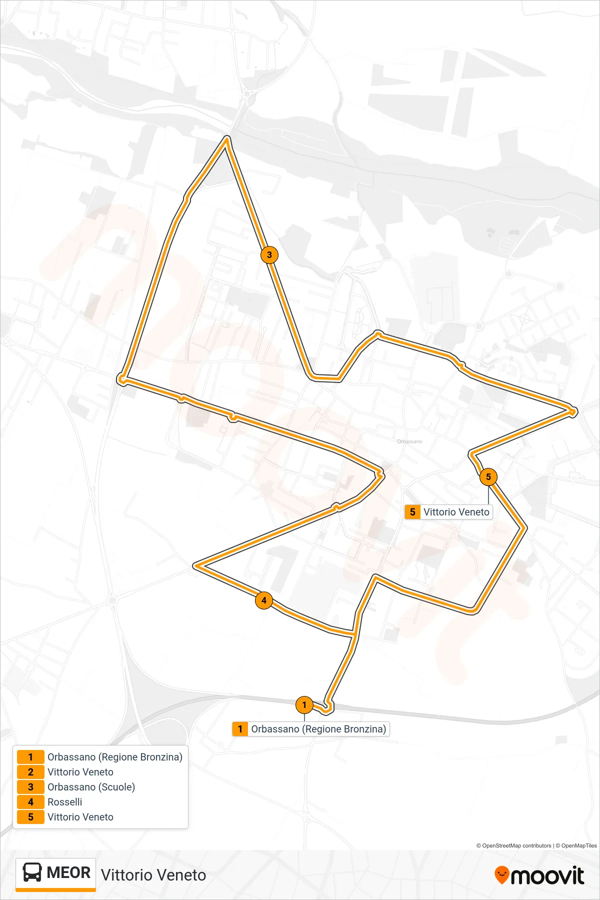 Linea MEOR bus (Vittorio Veneto) - Percorsi e fermate sulla mappa