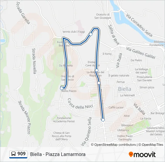 Percorso linea bus 909
