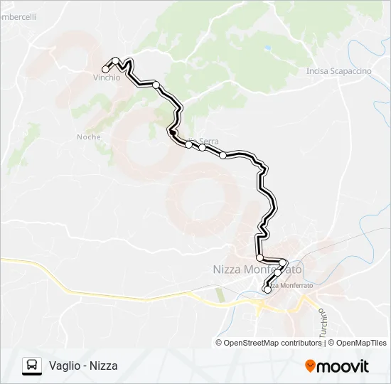 VAGLIO - NIZZA Bus Line Map
