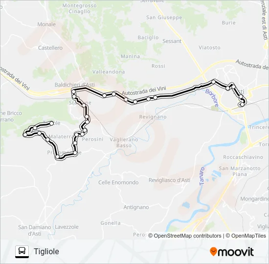 ASTI TIGLIOLE Bus Line Map