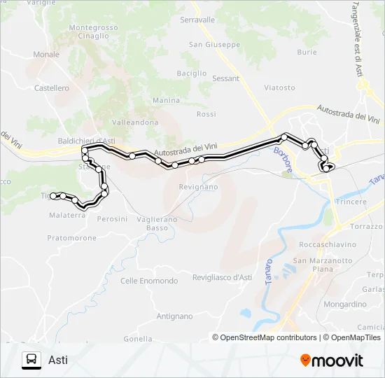 ASTI TIGLIOLE Bus Line Map