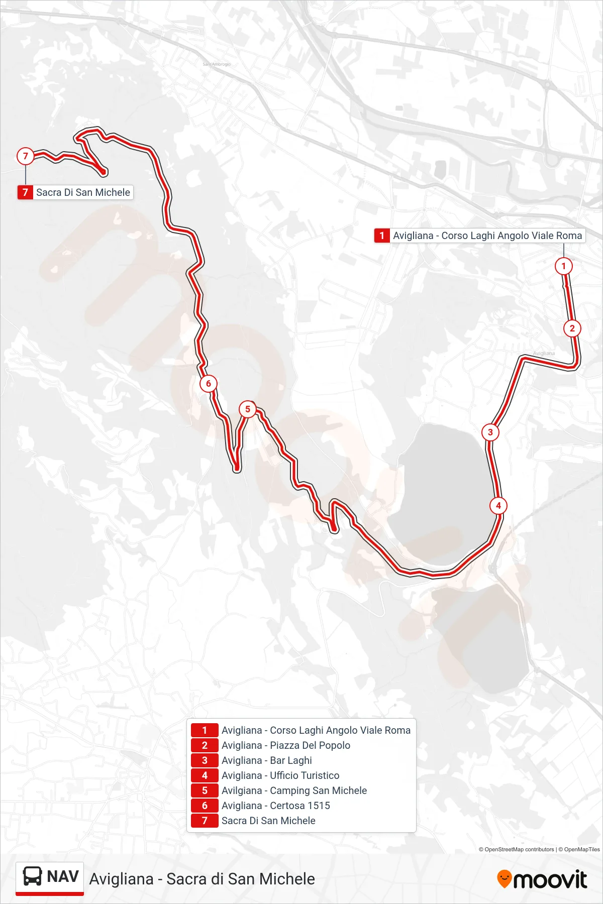 Linea NAV bus (Sacra di San Michele) - Percorsi e fermate sulla mappa