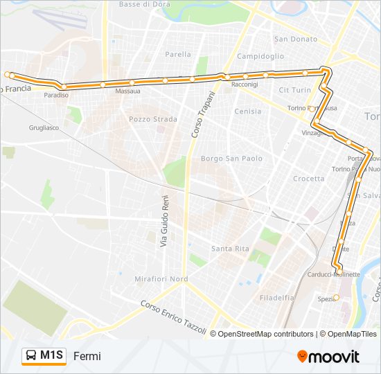 M1S bus Line Map