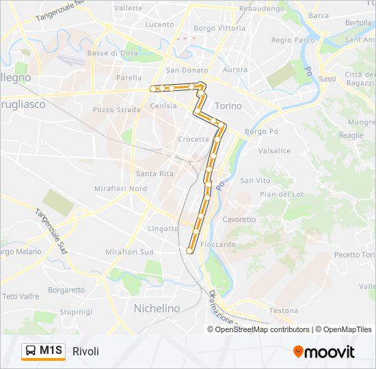 Percorso linea bus M1S