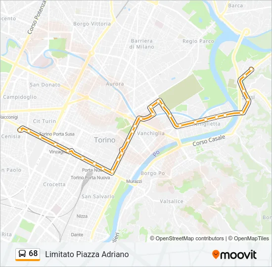 Percorso linea bus 68